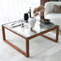 Hanah Home Mesa de Centro Via de Cristal Templado y Madera